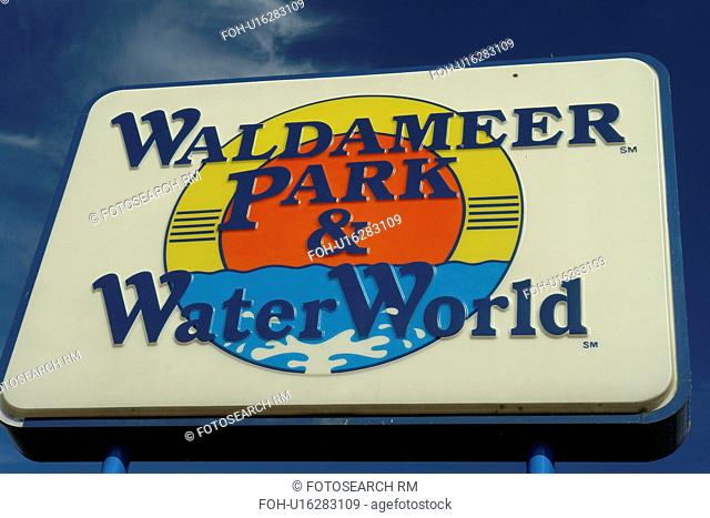 Erie, PA, Pennsylvania, Waldameer Park & Water World, entrance sign