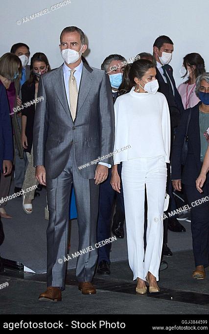 King Felipe VI of Spain, Queen Letizia of Spain visit ARCO Fair at IFEMA on July 8, 2021 in Madrid, Spain