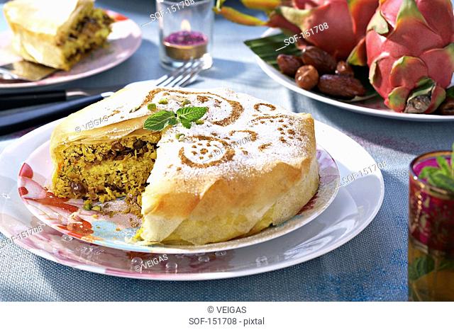 Turkey, date and pistachio Pastilla
