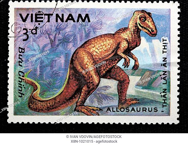 Allosaurus, postage stamp, Vietnam