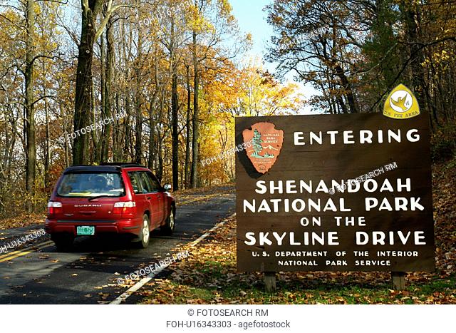Rockfish Gap, VA, Virginia, Shenandoah Valley, Shenandoah National Park, Skyline Drive, South entrance, sign