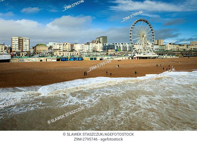 Afternoon on the beach in Brighton, East Sussex, England