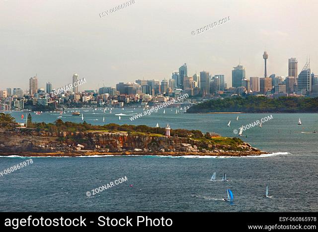 Sydney skyline viewed from the harbor entrance