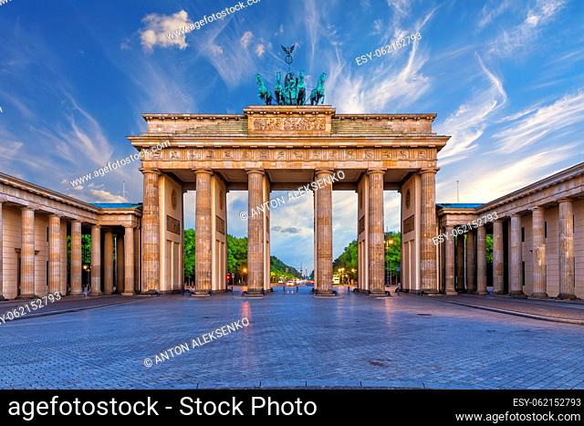 Brandenburg Gate or Brandenburger Tor at sunrise, Berlin, Germany