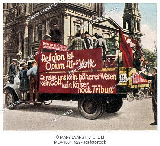 Anti-religious propaganda by German Communists: Religion is the opium of the people