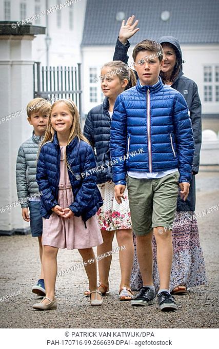 Queen Margrethe, Crown Prince Frederik, Crown Princess Mary, Prince Christian, Princess Isabella, Prince Vincent and Princess Josephine of Denmark attend the...