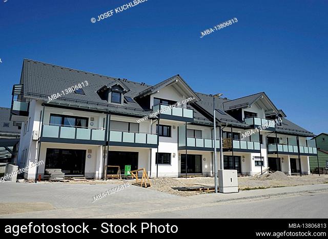 Germany, Bavaria, Upper Bavaria, Altötting district, new construction of a smaller residential complex, just ready for occupancy