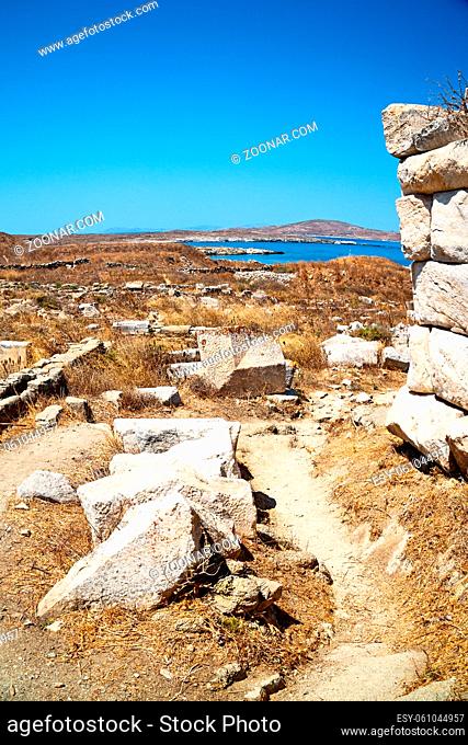 in delos    greece the historycal acropolis and     old ruin site