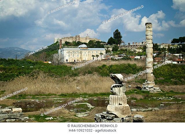 Artemis, Artemis temple, Ayasoluk, building, fortress, castle, castle arrangement, building, construction, church, big, great, mosque, hill, Isa-Bey mosque