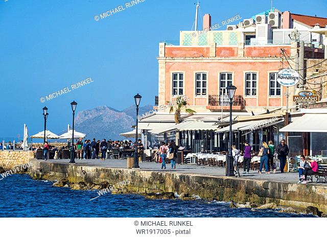 Venetian harbour of Chania, Crete, Greek Islands, Greece, Europe