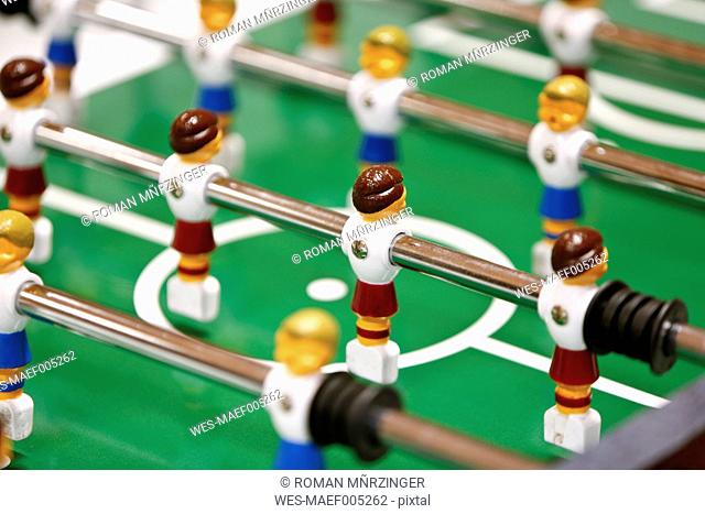 Close up of table soccer game