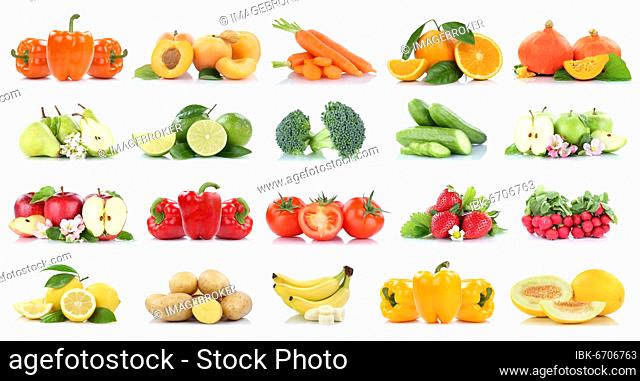 Fruits fruits and vegetables apple pears orange bananas strawberries fresh clipped on a white background