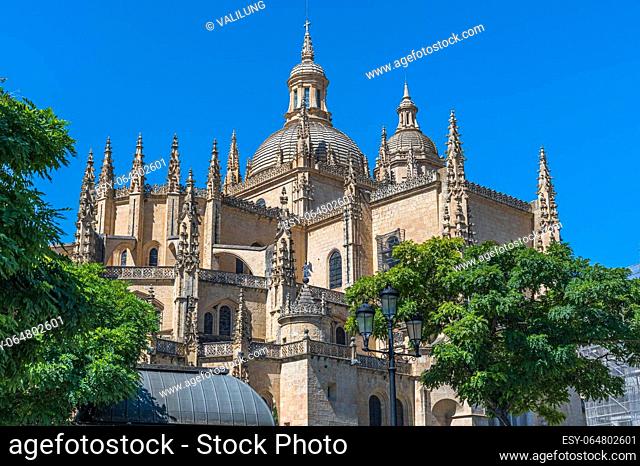 View of the Cathedral of Segovia, Spain, built between the 16th and 18th centuries, in Gothic style with some Renaissance features