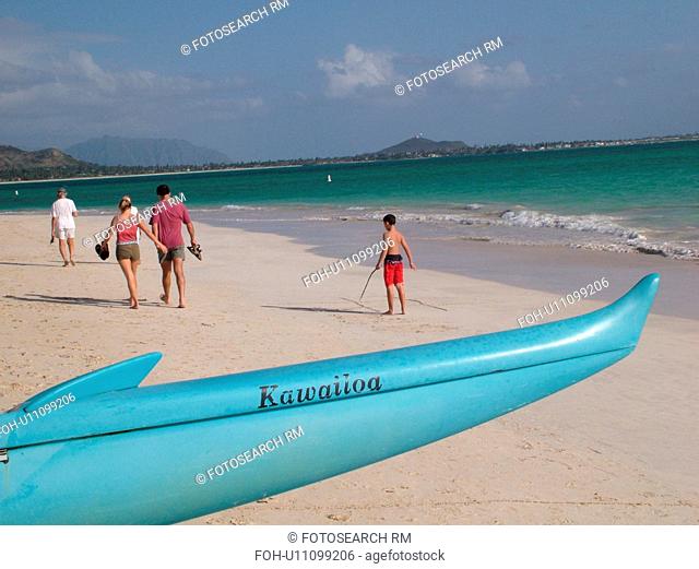 Kailu, Oahu, HI, Hawaii, Windward Coast, Kailu beach, outrigger sea canoe
