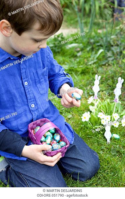 Child Easter eggs garden