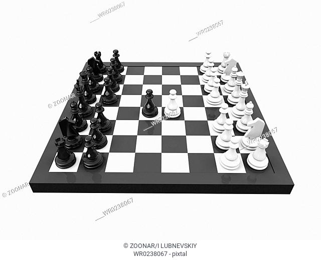 isolated blackboard and chess on white background