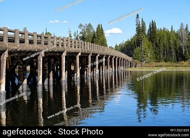 Fishing Bridge Over Yellowstone River, Yellowstone National Park, Wyoming, USA