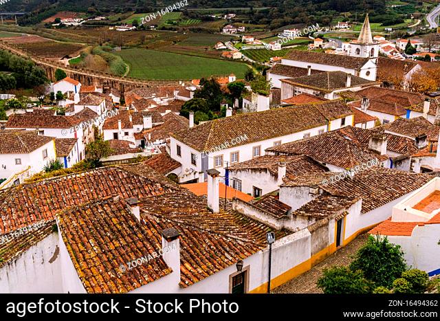 Obidos, Portugal - 13 December 2020: view of the picturesque village of Obidos in central Portugal