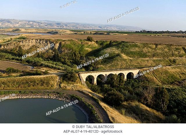 Aerial photograph of an Historic Turkish bridge in the Jurdan valley