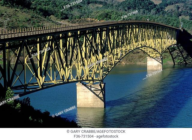 Steel Arch bridge over Lake Sonoma, Sonoma County, California
