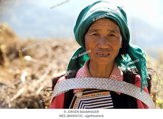 China, Yunnan, Yuanyang, Portrait of Hani woman
