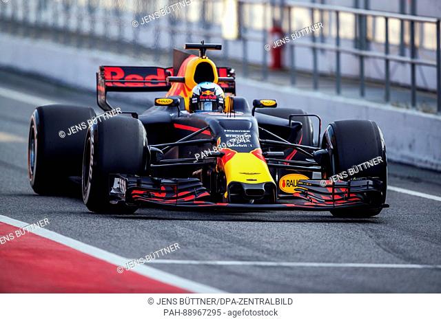 The new RB13 vehicle used by the Red Bull team at the Circuit de Catalunya race treak near Barcelona, Spain, 28 February 2017