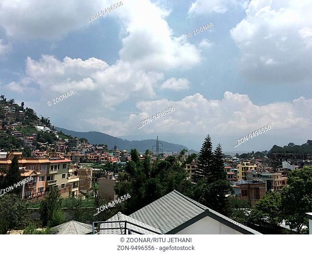 View of the mountains in Kathmandu in Nepal