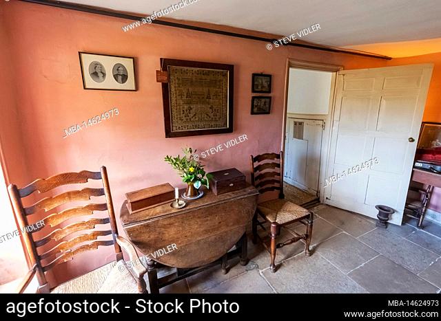 England, Dorset, Dorchester, Hardy's Cottage, Higher Bockhampton Village, The Birthplace of the English Author Thomas Hardy, Interior View of The Parlour