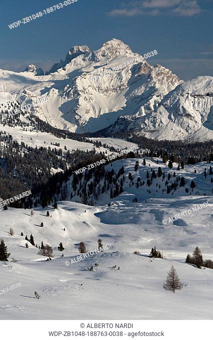 Fanes-Sennes-Braies Dolomites Natural Park, Mt Cristallo 3221 m from Sennes Alpine Hut, Sudtirol, Italy