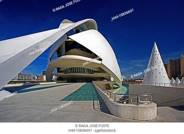 Spain, Europe, Valencia City, Ciudad de las Artes y de las Ciencias, City of Arts and Science, Santiago Calatrava, mod