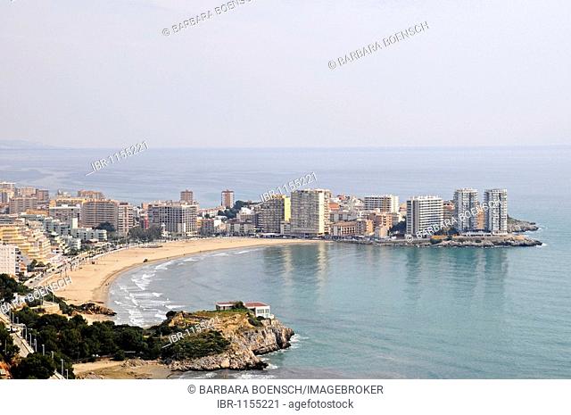City view, Playa de la Concha beach, skyscrapers, Oropesa del Mar, Benicasim, Castellon, Valencia, Spain, Europe