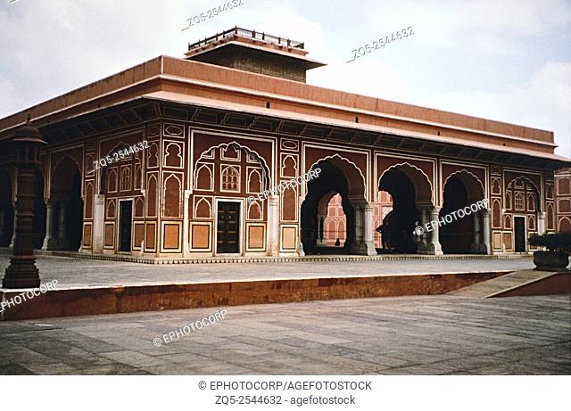 Jaipur- City palace, Original Diwan-i am (Hall of public audience), circa 1735 A. D. South-west corner, General-View