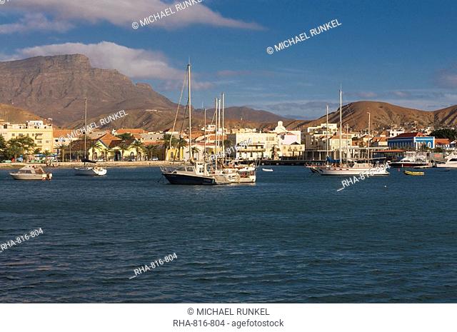 View of fishing port and city, San Vincente, Mindelo, Cape Verde Islands, Atlantic, Africa