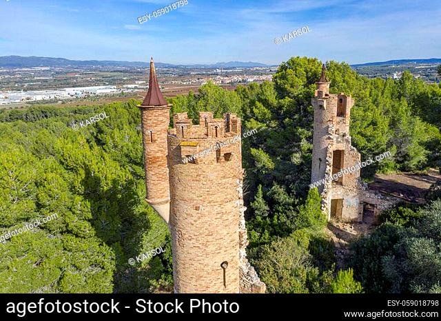 Muga Castle in Lower Penedes, in the municipality of Bellvei. Catalonia Spain