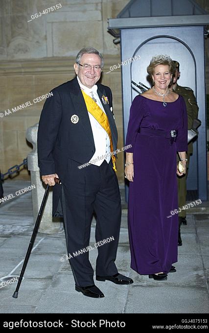 TM King Constantine II and Queen Anne-Marie of Greece attend a Gala dinner for the wedding of HRH Guillaume the Hereditary Grand Duke and Countess Stephanie de...