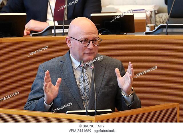 Walloon Ministre Jean-Luc Crucke pictured during a plenary session of the Walloon Parliament in Namur, Wednesday 11 December 2019