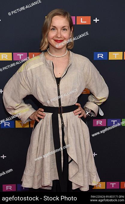 25 June 2022, Bavaria, Munich: Actress Valery Cheplanova stands on the red carpet of the RTL+ fiction party at Lucky Who