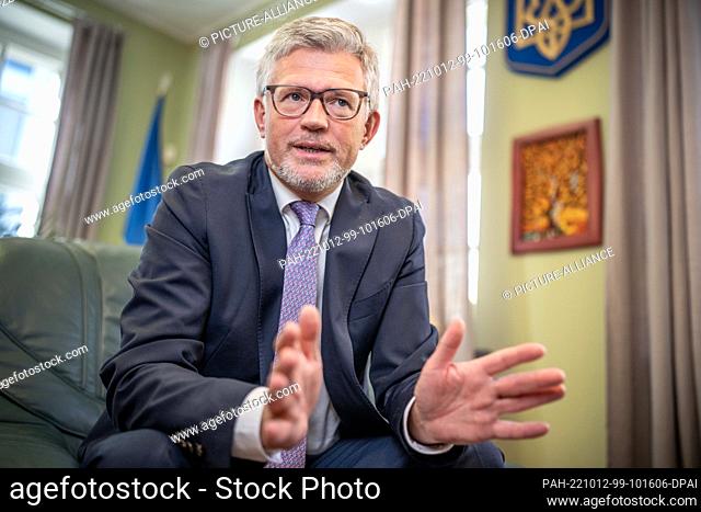 12 October 2022, Berlin: Andrij Melnyk, outgoing ambassador of Ukraine to Germany, recorded during an interview with dpa Deutsche Presse-Agentur