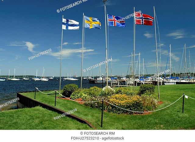 Muskegon, MI, Michigan, Lake Michigan, Scandinavian Flags, public park