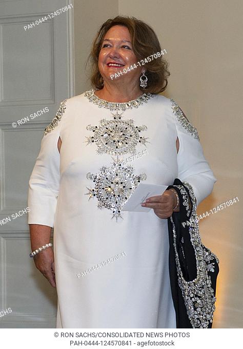 Georgina Rinehart arrives for the State Dinner hosted by United States President Donald J. Trump and First lady Melania Trump in honor of Prime Minister Scott...