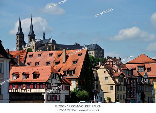 Bamberg, franken, bayern, bach, haus, häuser, kloster michelsberg, kloster, michelsberg, kirche, historisch, altstadt, innenstadt