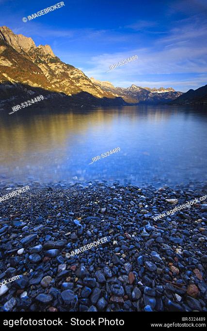 Lake Walen with Leistchamm and Naegeliberg, Switzerland, Europe