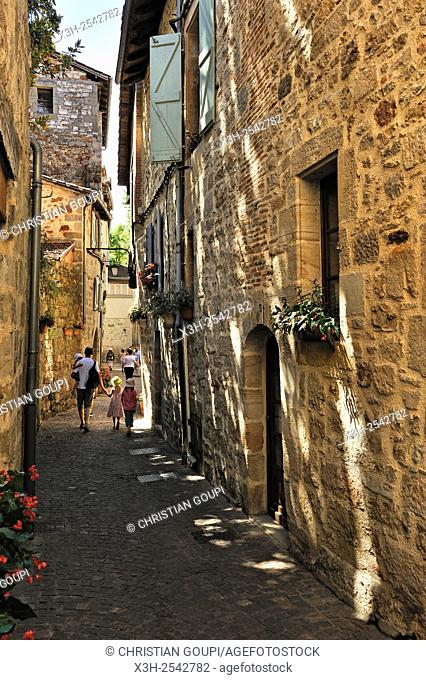 Balene alley, city of Figeac, Lot department, region of Midi-Pyrenees, southwest of France, Europe