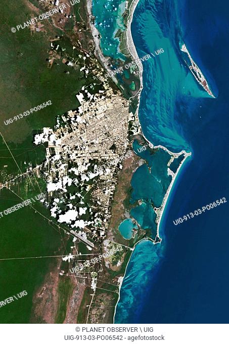 Colour satellite image of Cancun, Mexico. Image taken on April 26, 2013 with Landsat 8 data