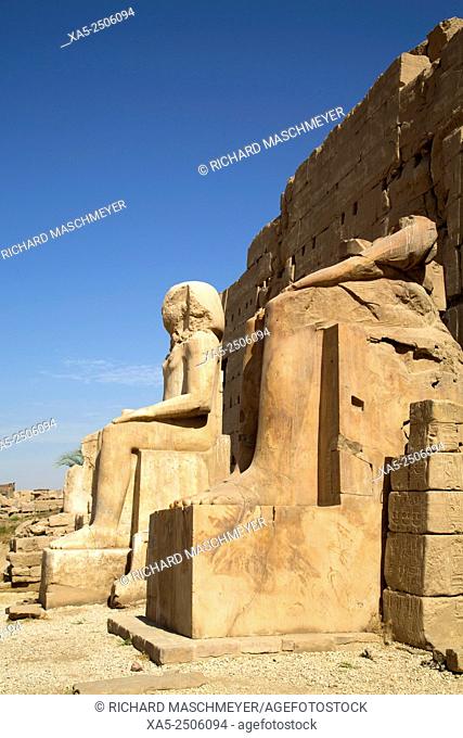 Seated Colossi in Front of 8th Pylon, Karnak Temple, Luxor, Egypt