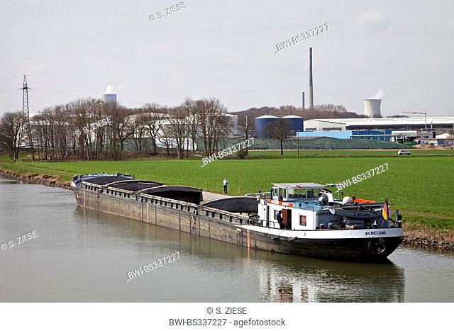 bulk carrier on the Datteln-Hamm Canal, Germany, North Rhine-Westphalia, Luenen