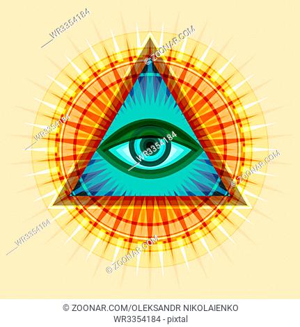 All-Seeing Eye of God (The Eye of Providence | Eye of Omniscience | Luminous Delta | Oculus Dei). Ancient mystical sacral symbol of Illuminati and Freemasonry
