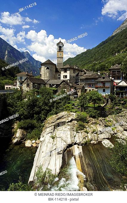 The village Lavertezzo in the Verzasca Valley, canton Tessin, Switzerland