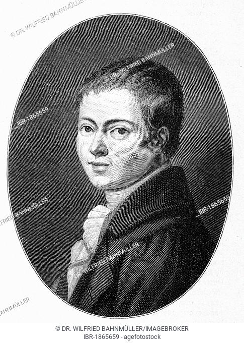 Heinrich von Kleist (1777-1811), dramatist, journalist, steel engraving, before 1880