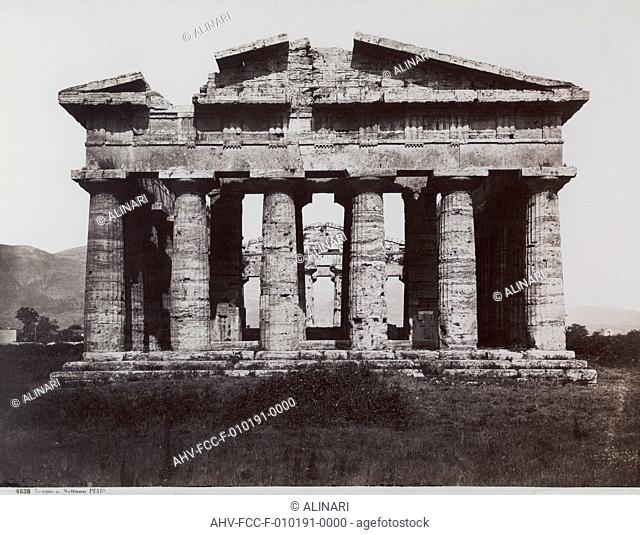 The Temple of Neptune or Poseidon, in Paestum (450 BC), shot 1880 ca. by Sommer, Giorgio